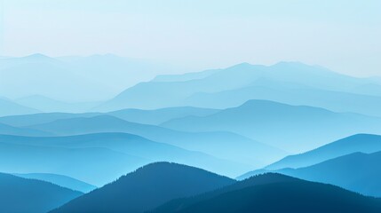Fototapeta premium Serene Blue Mountain Range Fading into Misty Sky