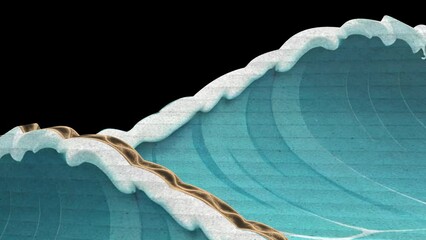 Sea waves smooth and aesthetic Cardboard transition on transparent background 8 of 11