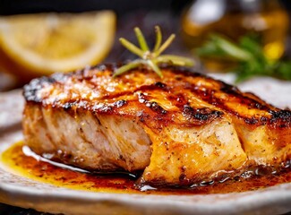 Deliciously Grilled Seasoned Fish Steaks.
