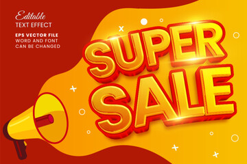 Super sale promotion announcement 3d editable vector text effect