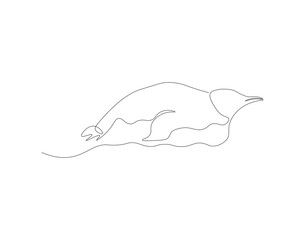 Continuous line drawing of penguin. One line of penguin. Antarctic animal concept continuous line art. Editable outline.