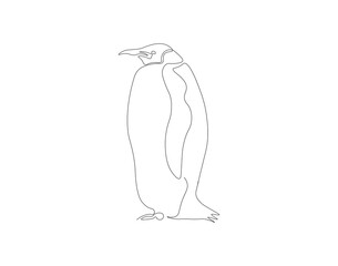 Continuous line drawing of penguin. One line of penguin. Antarctic animal concept continuous line art. Editable outline.