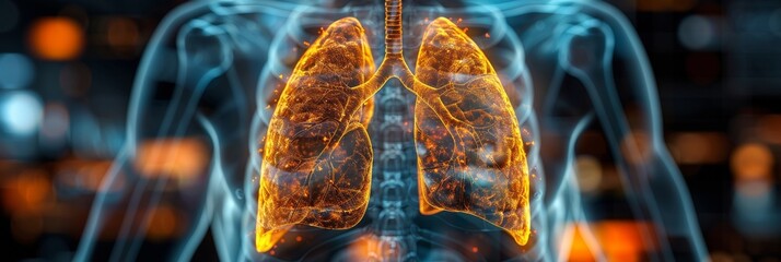 human lung anatomy: detailed x-ray biopsy illustration