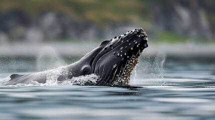 humpback whale calf playfully splashing