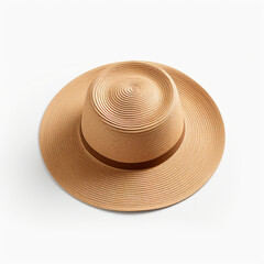 Fototapeta na wymiar Summer Straw Hat, Tan Woven Texture with copy space, AI Generation