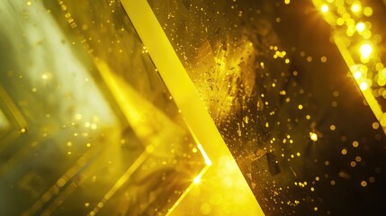 This is a dynamic, abstract image showcasing glittering golden particles