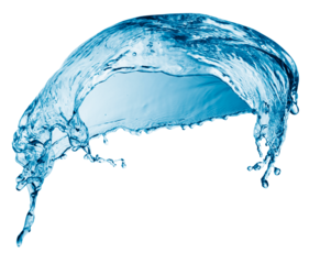 Blue water splashing on a backdrop.