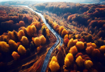 'aerial shot autumn scenery Road Aerial Drone Road Landscape View Photo Photography Poland Winding...