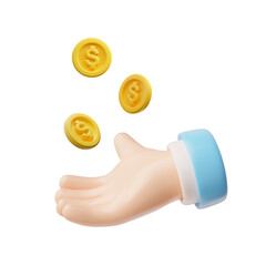 Flipping coins hand gesture vector icon illustration