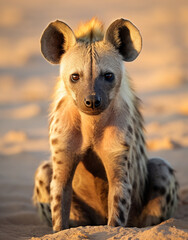 Striped Hyena, reallife animals, sand desert сreated with Generative Ai