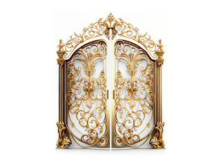 Big double Victorian style doors on white background