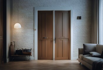 door comfortable clothes furniture hallway interior wall Stylish brick