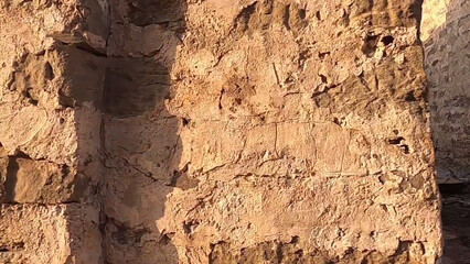 Ancient Buildings Archeology Walls Old Houses Mountains Trees Grass Water Clouds Blue Sky Tourism Travel Paths Bricks Stones 