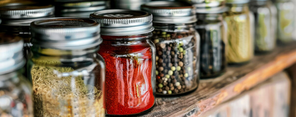 Oriental spice store. a large counter with various jars filled with fragrant spicy spices. - obrazy, fototapety, plakaty