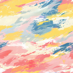 Warm Sunrise Tones Abstract, Bold Yellow and Coral Strokes, Inspiring Artistic Background with Copy Space
