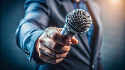 Microphone On Stage: Holding Mic During Interview