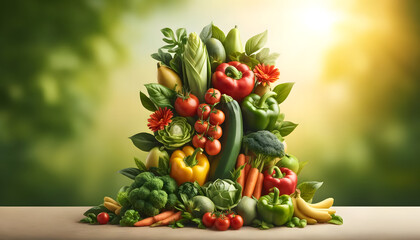 illustration d'une présentation de légumes variés et colorés  - obrazy, fototapety, plakaty