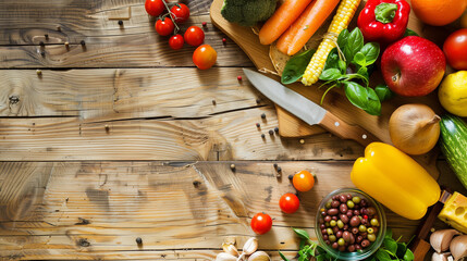 Balanced diet healthy food background