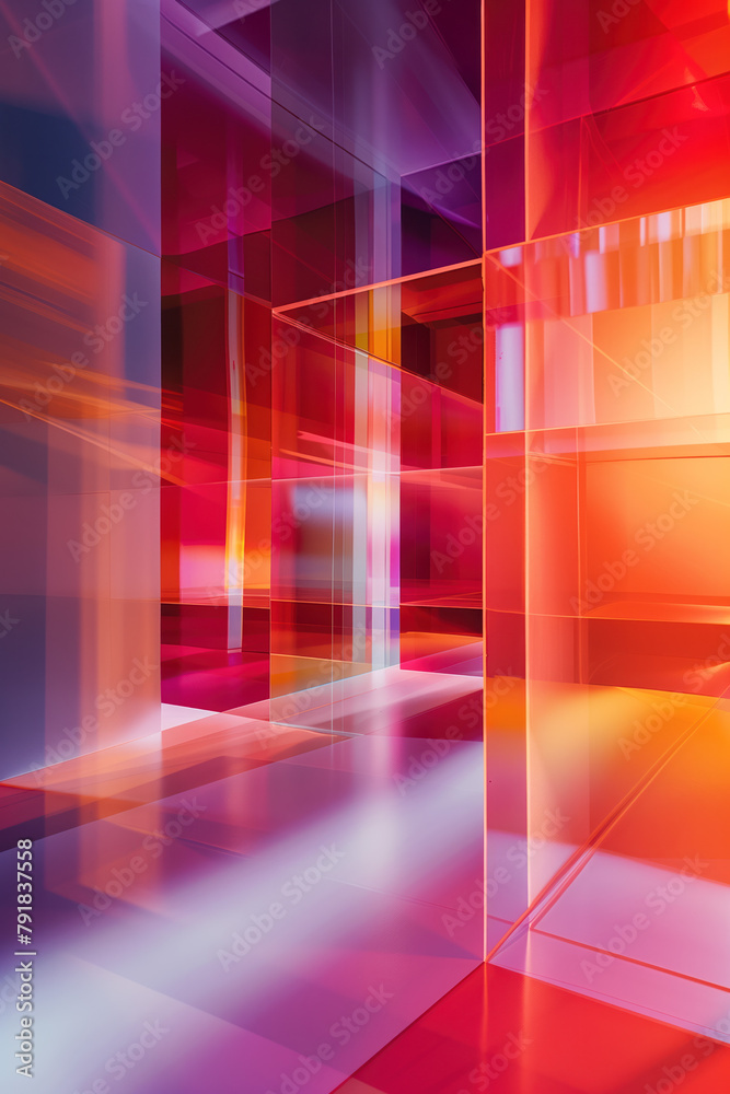 Poster Abstract background with reflections and caustics. Hi-tech. Futuristic background image. Created with Generative AI technology.