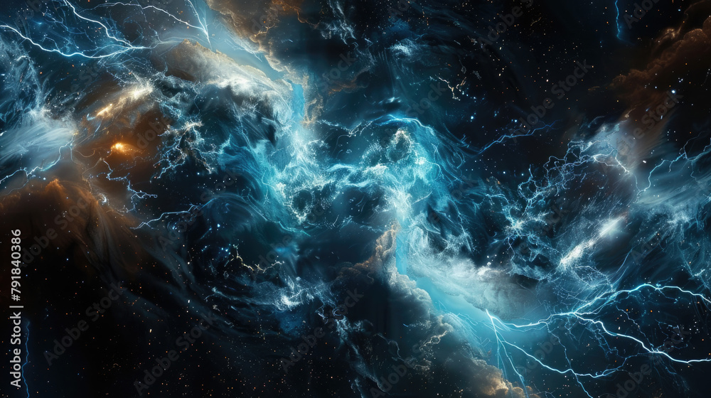 Wall mural a space teeming with stars and billowing clouds, creating a mesmerizing celestial view