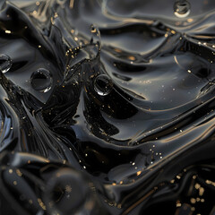 Gleaming Black Liquid Texture With Reflections