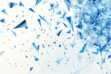 A white digital space comes alive with sharp blue triangles and a burst of colorful confetti, perfect for a tech-forward banner or poster design