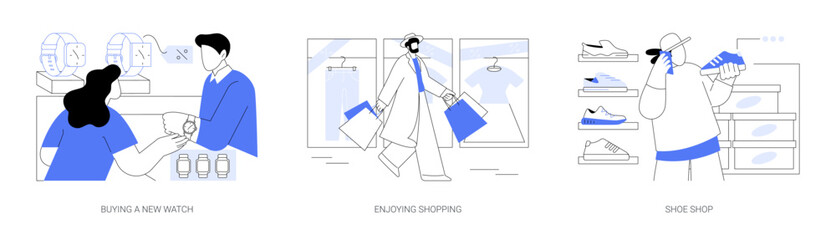 Enjoying shopping isolated cartoon vector illustrations se