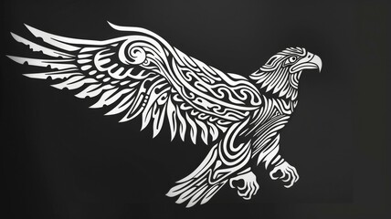 Naklejka premium Inverted Tribal Eagle Art A Monochrome Expression of Bold Heritage