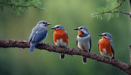 Birds Sitting On The Branch Of The Tree 4K Wallpaper design