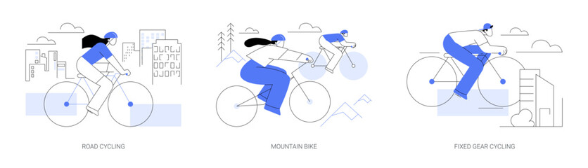 Naklejka premium Cycling isolated cartoon vector illustrations se