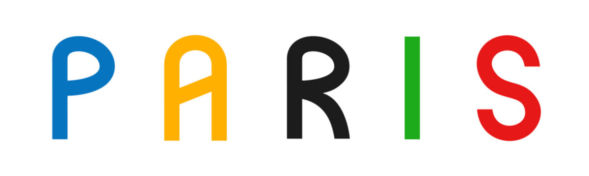Paris colored text - vector