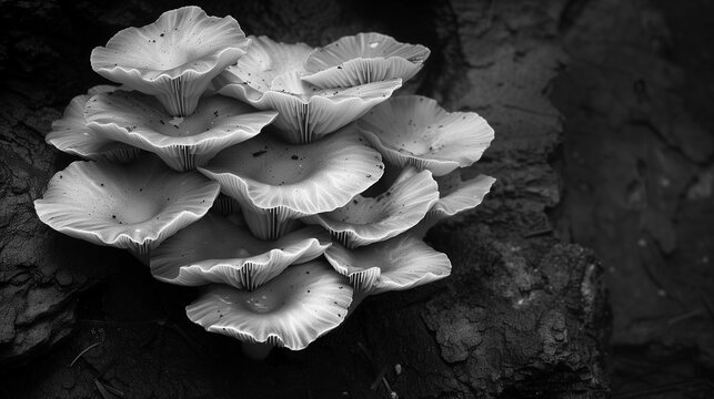 Mysterious Mushroom Cluster in the Dark Forest, generative ai