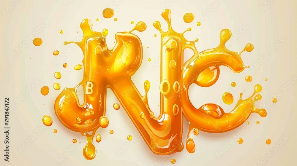 Fototapete a macro beer typeset illustration with splatters of bright colors. an oil letter alphabet with jelly