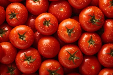 Fresh Tomato captures the vibrant, natural beauty of the Tomato, highlighting their small, round shapes and glistening droplets of water