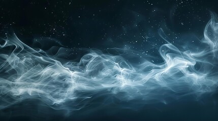 mysterious night sky with swirling smoke and glowing stars abstract background - obrazy, fototapety, plakaty