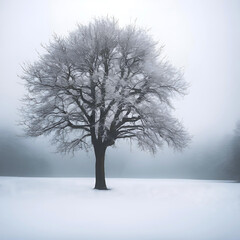 Arbre isolé en hiver