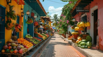 South American Craftsmanship and Cuisine in Cartagena, generative ai - obrazy, fototapety, plakaty