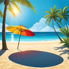 clipart of a vibrant surfboard planted firmly in the golden sands accompanied 