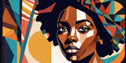 Colorful Modern Abstract Portrait Of a Black Woman