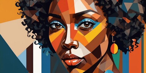 Colorful Modern Abstract Portrait Of a Black Woman