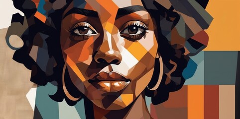Colorful Modern Abstract Portrait Of a Black Woman