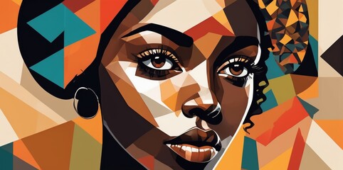 Colorful Modern Abstract Portrait Of a Black Woman
