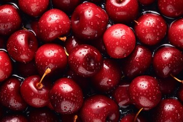 Fresh Cherry captures the vibrant, natural beauty of the Cherry, highlighting their small round shapes and glistening droplets of water