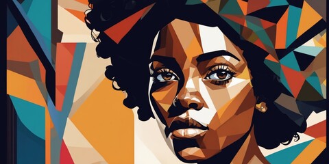 Colorful Modern Abstract Portrait Of a Black Woman