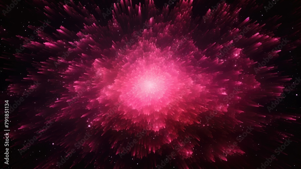 Wall mural explosive pink nebula burst in deep space