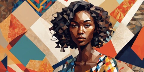 Colorful Modern Abstract Portrait Of a Black Woman