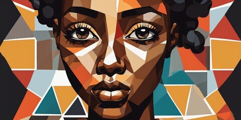 Colorful Modern Abstract Portrait Of a Black Woman