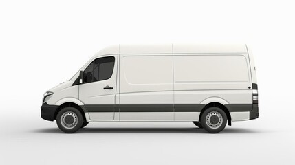 white delivery van isolated on white background mockup for branding and advertising 3d rendering