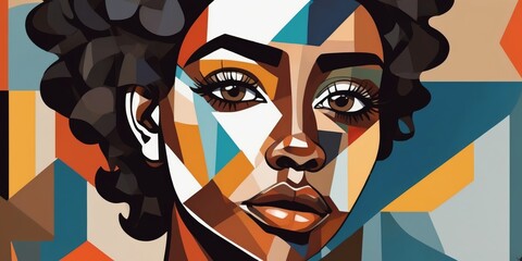 Colorful Modern Abstract Portrait Of a Black Woman