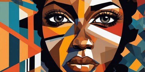 Colorful Modern Abstract Portrait Of a Black Woman